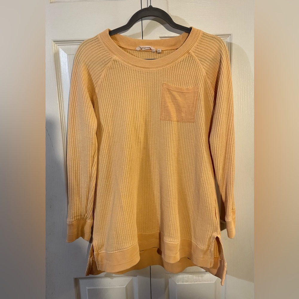 Soft Surroundings Women’s Thermal Waffle Knit Tunic Top Apricot Ice Size M
